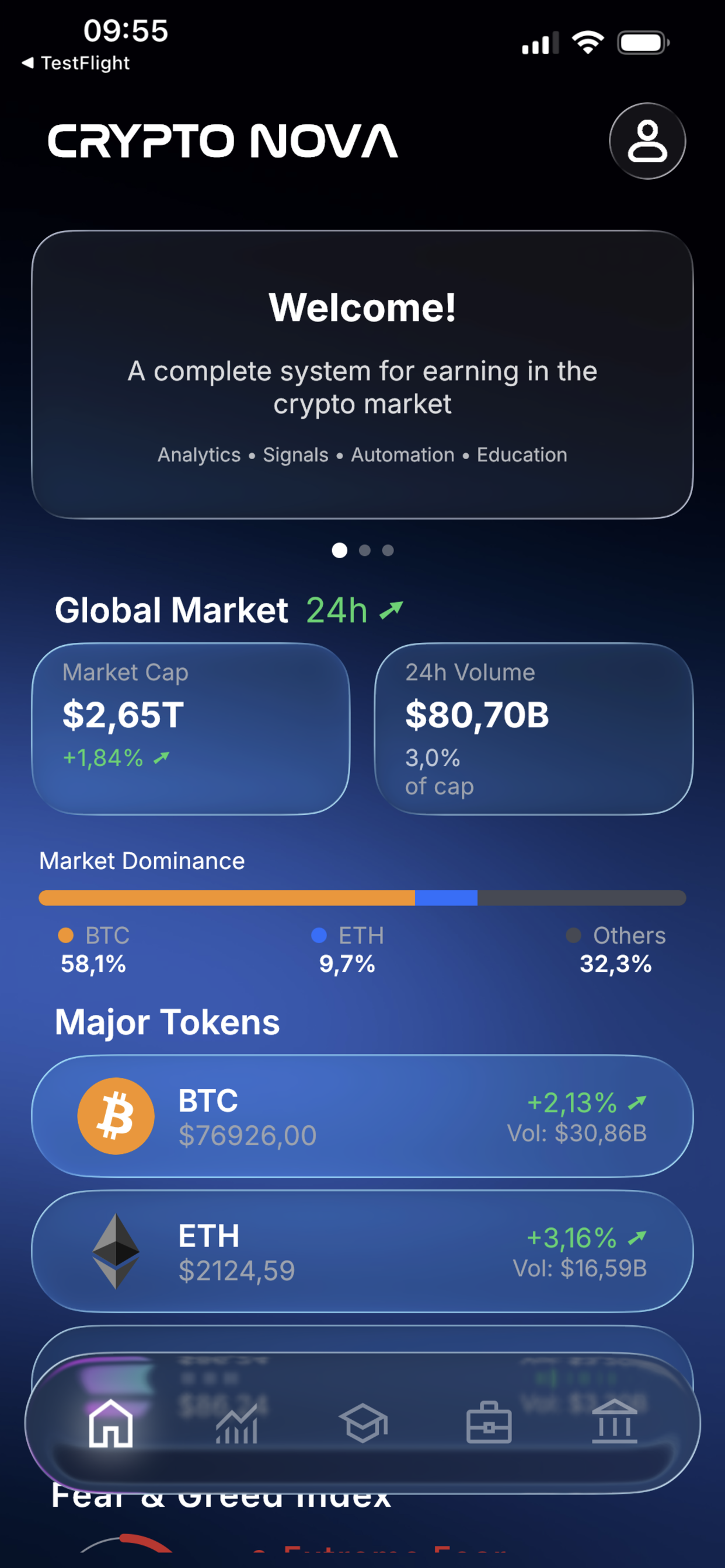 CRYPTO NOVA Dashboard